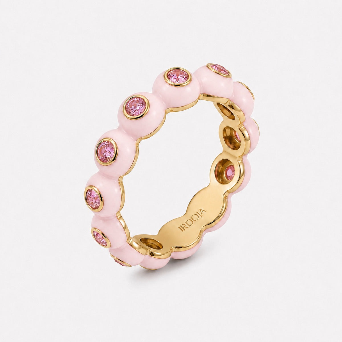 Irdoja Bubble eternity band in Candy Pink enamel, 14K or 18K gold