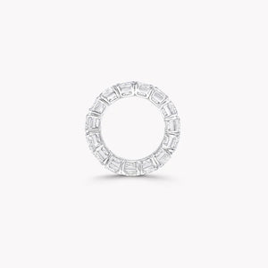 6 Carat Emerald-Cut Lab-Grown Diamond Eternity Ring with precision-set diamonds, showcasing elegant design.