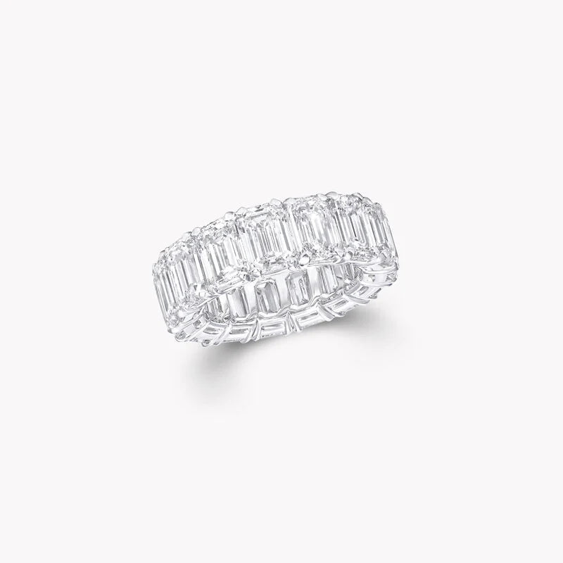 6 Carat Emerald-Cut Lab-Grown Diamond Eternity Ring showcasing elegant emerald-cut diamonds.