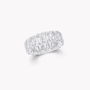 6 Carat Emerald-Cut Lab-Grown Diamond Eternity Ring showcasing elegant emerald-cut diamonds.