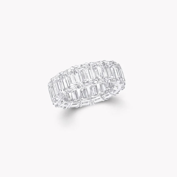 6 Carat Emerald-Cut Lab-Grown Diamond Eternity Ring showcasing elegant emerald-cut diamonds.