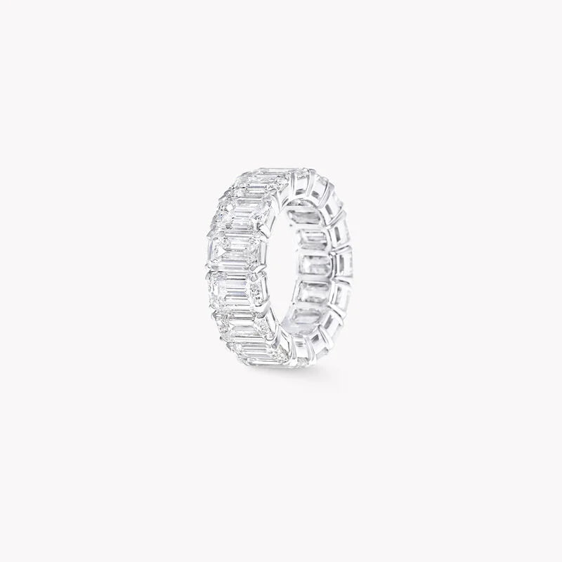 6 Carat Emerald-Cut Lab-Grown Diamond Eternity Ring showcasing elegant emerald-cut diamonds.