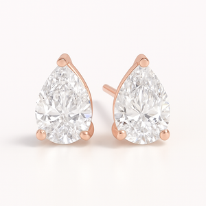 2tcw Carat Pear-Shaped Lab Diamond Stud Earrings in Rose Gold