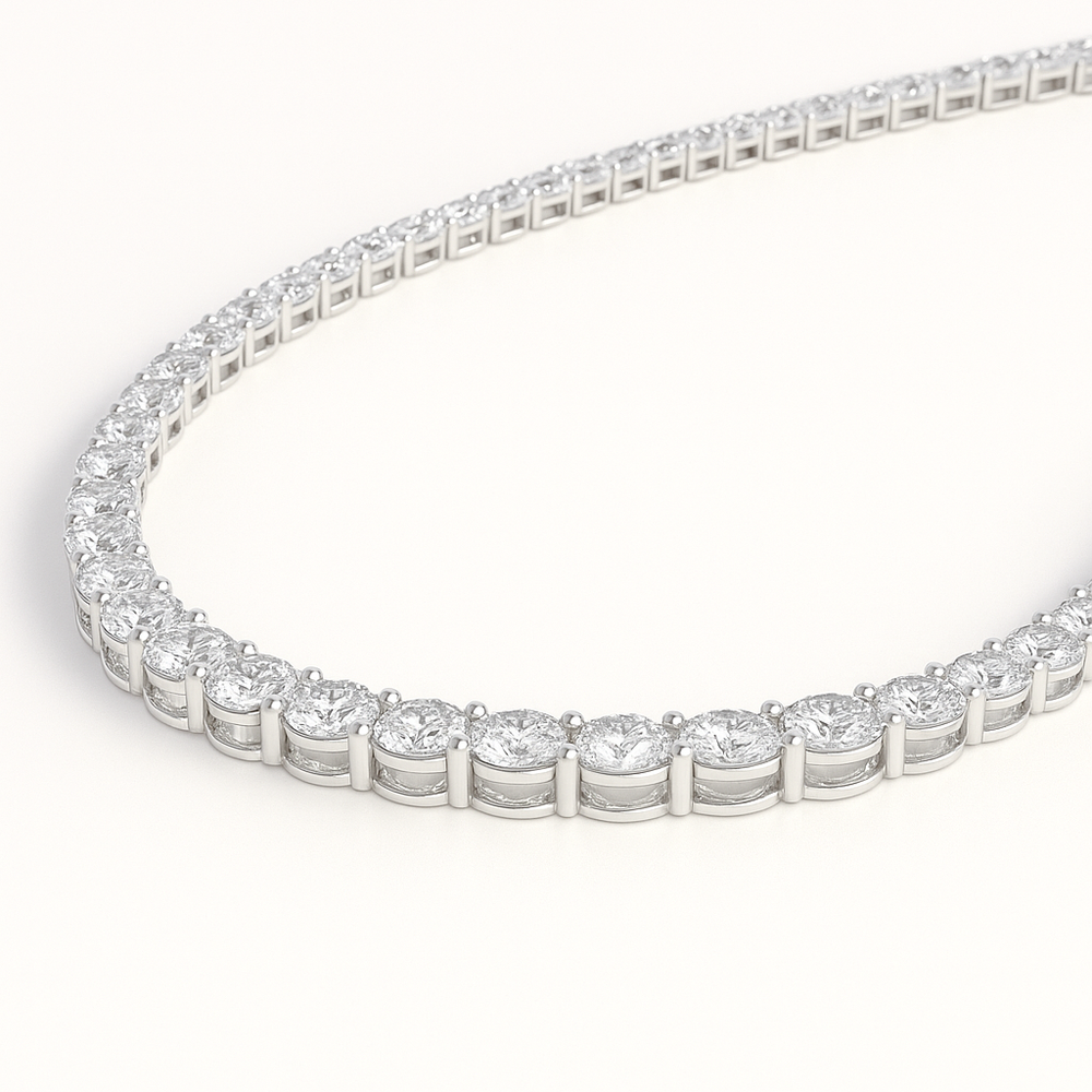 9.88 Carat Lab Diamond Tennis Necklace (16") in 18K White Gold