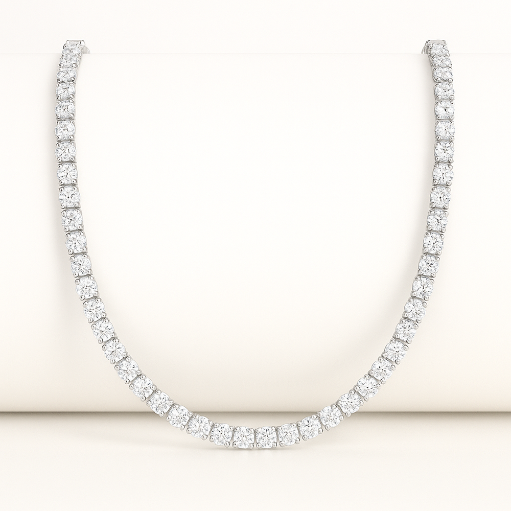 24.50tcw Lab Diamond Tennis Necklace (16") in 18K White Gold