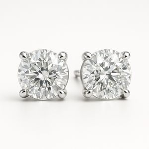 Round Lab Diamond Stud Earrings in White Gold
