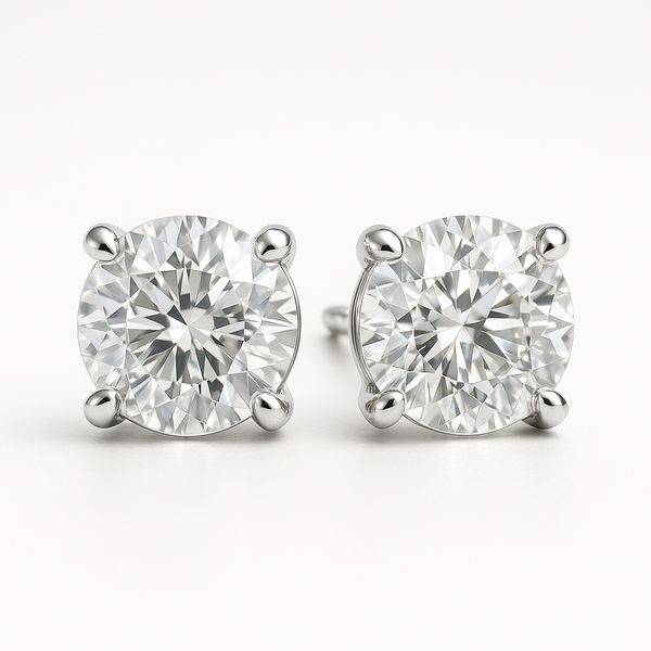 Round Lab Diamond Stud Earrings in White Gold