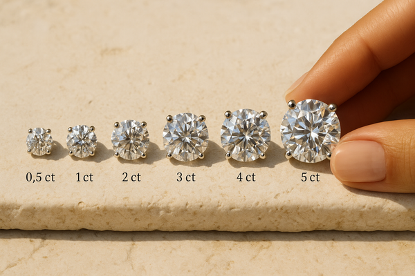 Round Lab Diamond Stud Earrings in White Gold