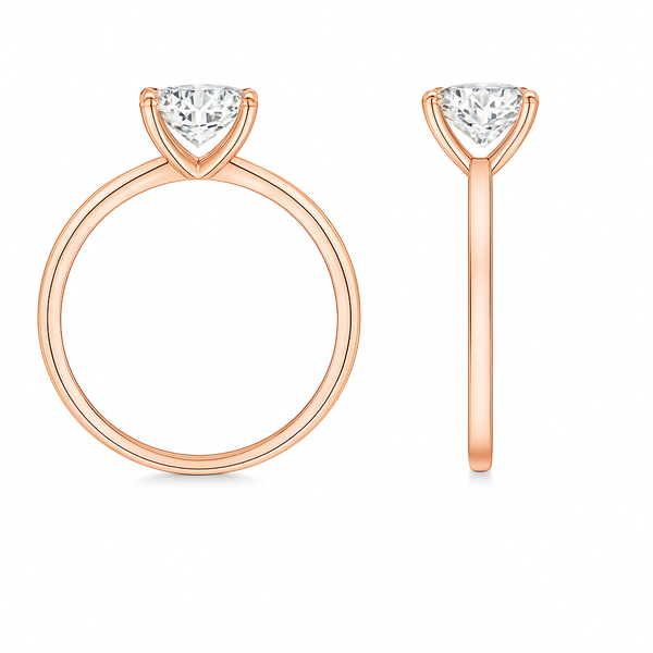 Round brilliant lab diamond solitaire ring in 18k white gold, size 4.5, showcasing a stunning 3 carat diamond.