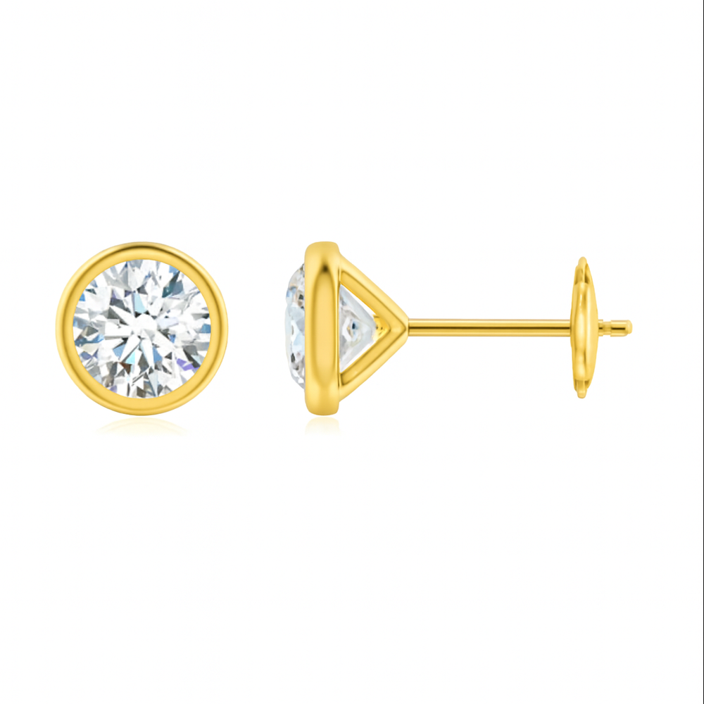 Lab-grown diamond martini stud earrings in 18k white gold, featuring a bezel setting and 0.5 total carat weight.