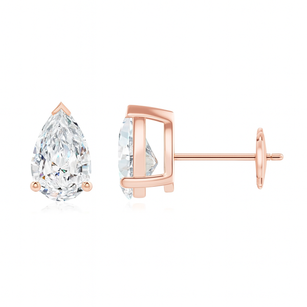 Lab-Grown Pear-Shaped Diamond Solitaire Stud Earrings