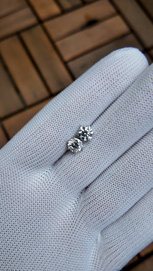 Round Lab Diamond Stud Earrings in White Gold