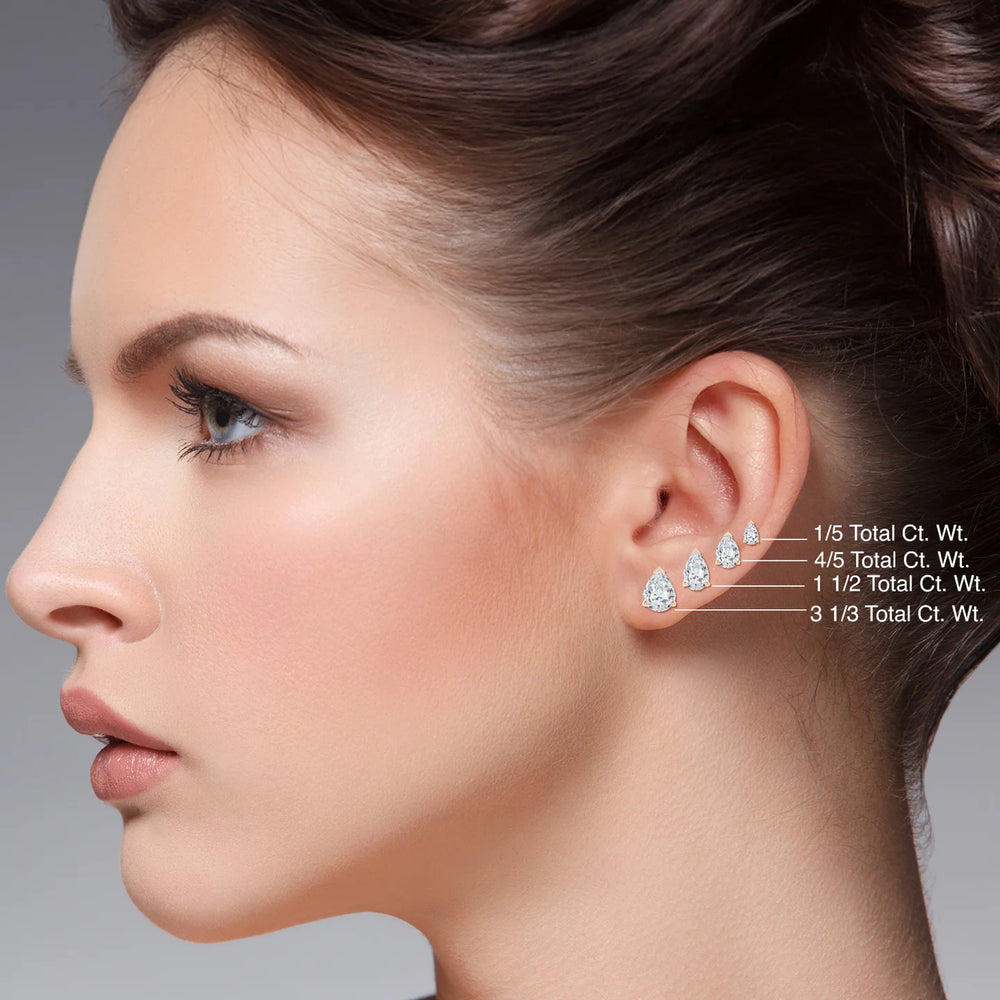 Lab-Grown Pear-Shaped Diamond Solitaire Stud Earrings