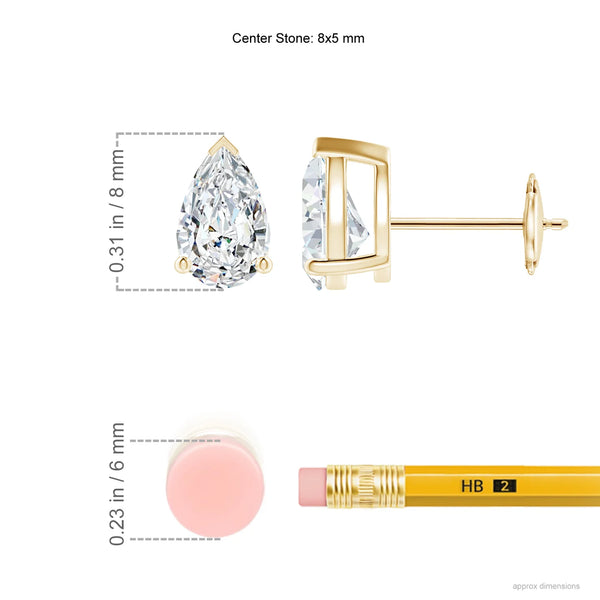 Lab-Grown Pear-Shaped Diamond Solitaire Stud Earrings