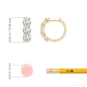 Round Lab-Grown Diamond Three Stone Hoop Earrings