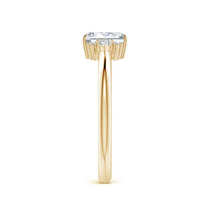 Emerald-Cut Lab Diamond Ring | Four-Prong Side Stone 14K-18K Gold