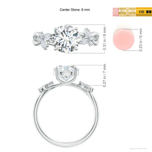 Lab-grown round diamond butterfly engagement ring in 14K-18K gold with crossover band design by Irdoja Diamonds.