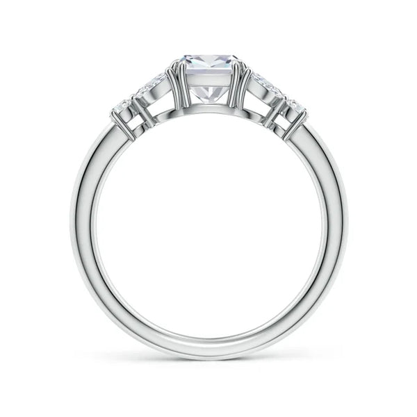 Cushion Lab diamond engagement ring with double-claw prongs in white gold by Irdoja Diamonds.