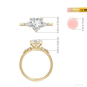 Prong-Set Heart-Shaped Lab-Grown Diamond Side Stone Engagement Ring