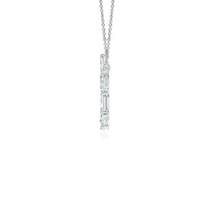 Emerald and oval cut 2ct lab-grown diamond circle pendant in 14K rose gold on an 18-inch chain by Irdoja Diamonds.