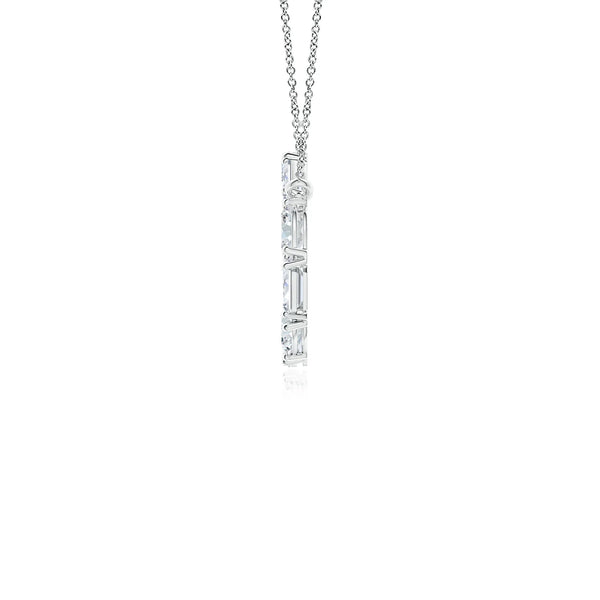 Emerald and oval cut 2ct lab-grown diamond circle pendant in 14K rose gold on an 18-inch chain by Irdoja Diamonds.