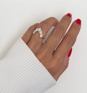 6 Carat Marquise Lab Diamond Engagement Ring Set - 18K White Gold
