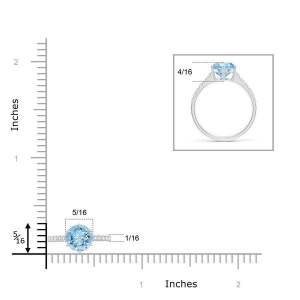 Natural aquamarine solitaire engagement ring with diamond accents in 14K and 18K gold by Irdoja Diamonds.