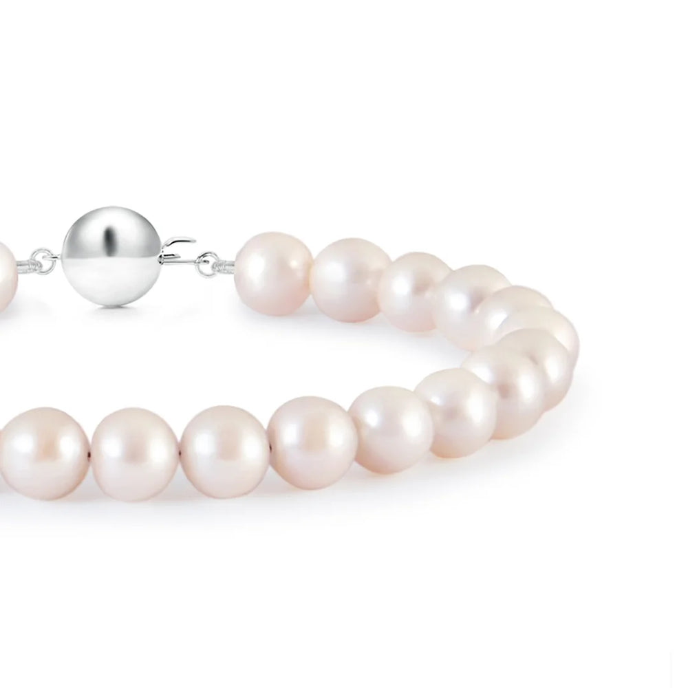 Classic Japanese Akoya Pearl Single Strand Bracelet (14K White Gold) featuring lustrous, hand-selected pearls.