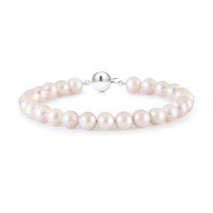 Classic Japanese Akoya Pearl Single Strand Bracelet (14K White Gold) featuring lustrous, hand-selected pearls.