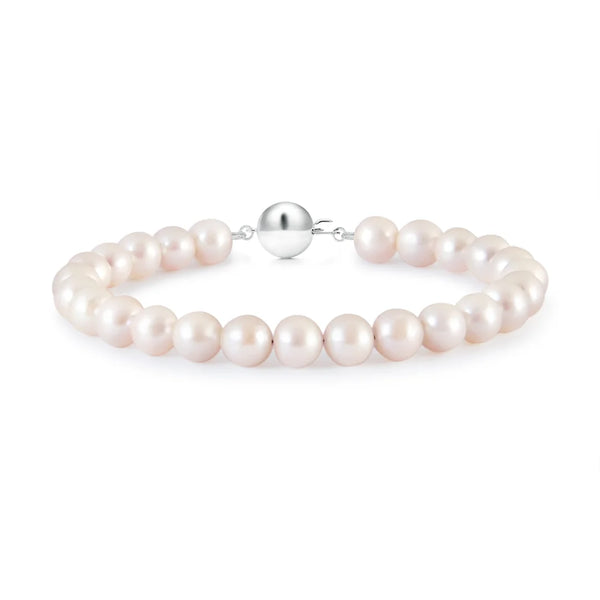 Classic Japanese Akoya Pearl Single Strand Bracelet (14K White Gold) featuring lustrous, hand-selected pearls.