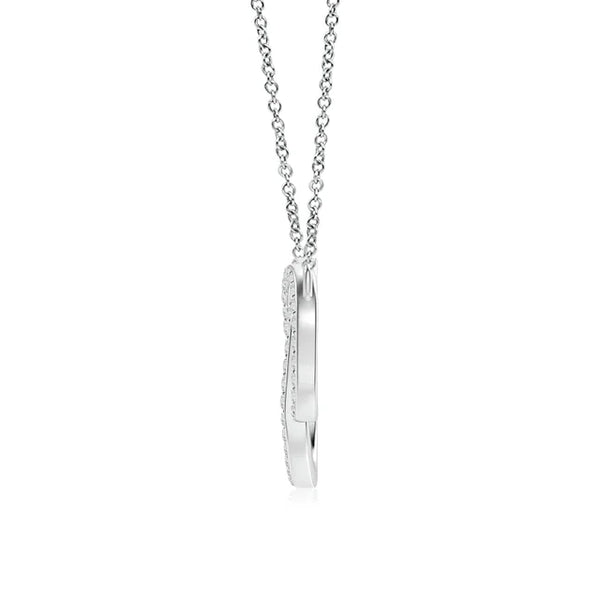 Diamond Interlocking Circle Necklace 18K Gold Pavé Eternity in white gold showcasing prong-set diamonds and elegant design.