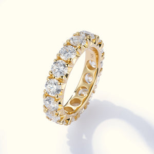 Round lab-grown diamond eternity band in yellow gold