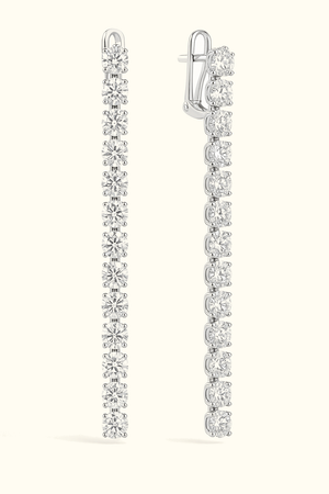 2.40 tcw Lab Diamond Tennis Drop Earrings (1.06" Length) in 18K White Gold featuring a stunning prong-set design.