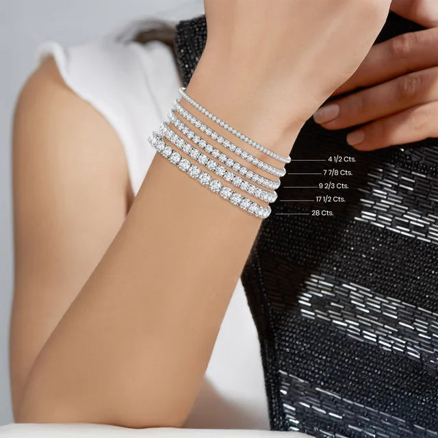 Lab-Grown Classic Diamond Linear Tennis Bracelet featuring round brilliant diamonds in a sleek gold setting.