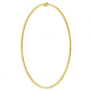Gold tennis necklace featuring lab-grown diamonds, available in 14K and 18K, 16" length.