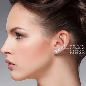 Lab-Grown Oval Diamond Solitaire Stud Earrings showcased on a model's ear, highlighting elegance and modern design.