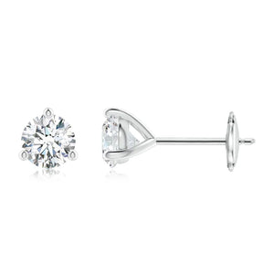 Lab-Grown Round Diamond Martini Stud Earrings featuring clear round brilliant diamonds in a sleek martini setting.