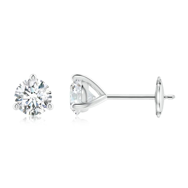 Lab-grown diamond stud earrings in a martini setting, showcasing brilliant round diamonds for elegant style.
