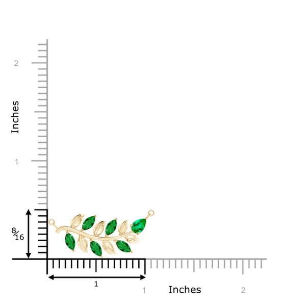 Natural emerald tree branch pendant necklace in 14K yellow gold, featuring 0.85ct emeralds, by Irdoja Diamonds.