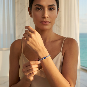 Blue Sapphire Diamond Multi-Shape Tennis Bracelet 18K Gold — 18k gold bracelet (view 7) | Irdoja Diamonds