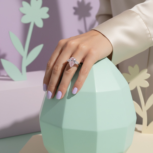 4.66ct Pear-Cut Fancy Vivid Pink Diamond Halo Ring VS1