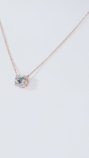 Film of the round lab-grown diamond solitaire necklace