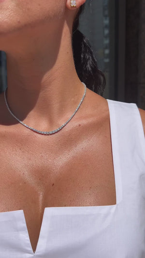 Lab-Grown Diamond Tennis Necklace 14K 18K Gold 16" | 5.8-44.5ct