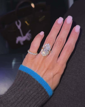 6 Carat Center Marquise-Cut Lab Diamond Engagement Ring Set