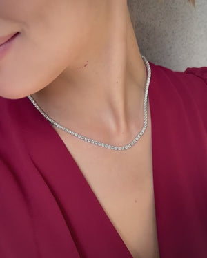 Lab-Grown Diamond Tennis Necklace 14K 18K Gold 16" | 5.8-44.5ct