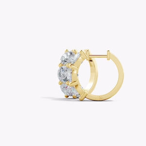 Round Lab-Grown Diamond Three Stone Hoop Earrings