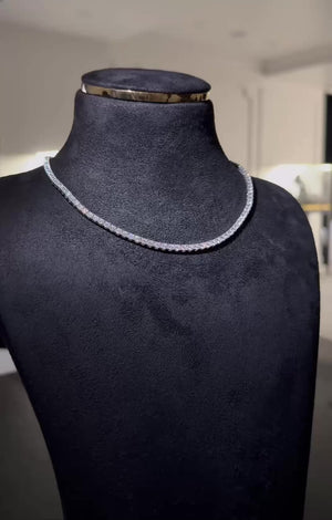 Lab-Grown Diamond Tennis Necklace 14K 18K Gold 16" | 5.8-44.5ct