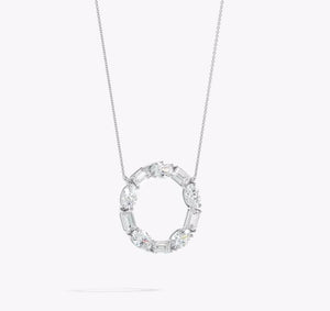 2ct Lab-Grown Diamond Circle Pendant - Emerald & Oval Cut 18K Gold