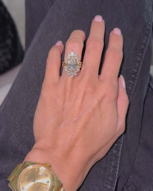 7 Carat Center Pear-Cut Lab Diamond Engagement Ring Set