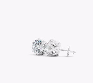 Lab-Grown Six Prong-Set Diamond Solitaire Filigree Stud Earrings